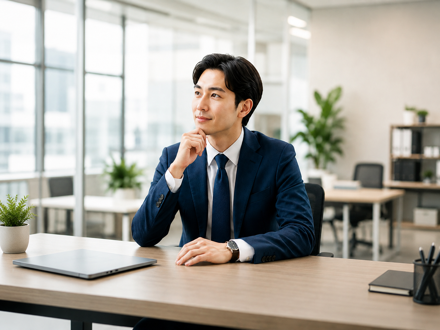 採用広報診断を検討するビジネスパーソン