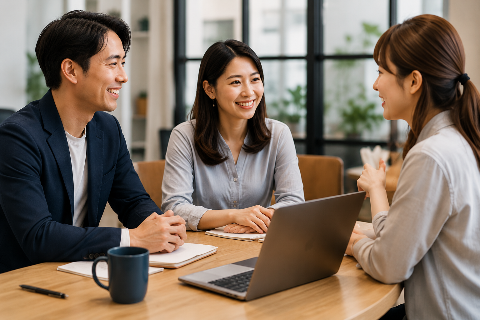 社員同士が明るい雰囲気で話している様子