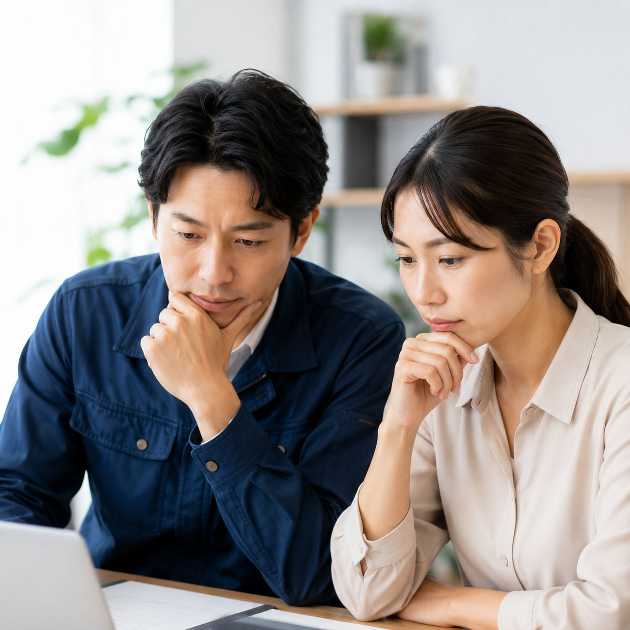 採用資料を見ながら悩む担当者