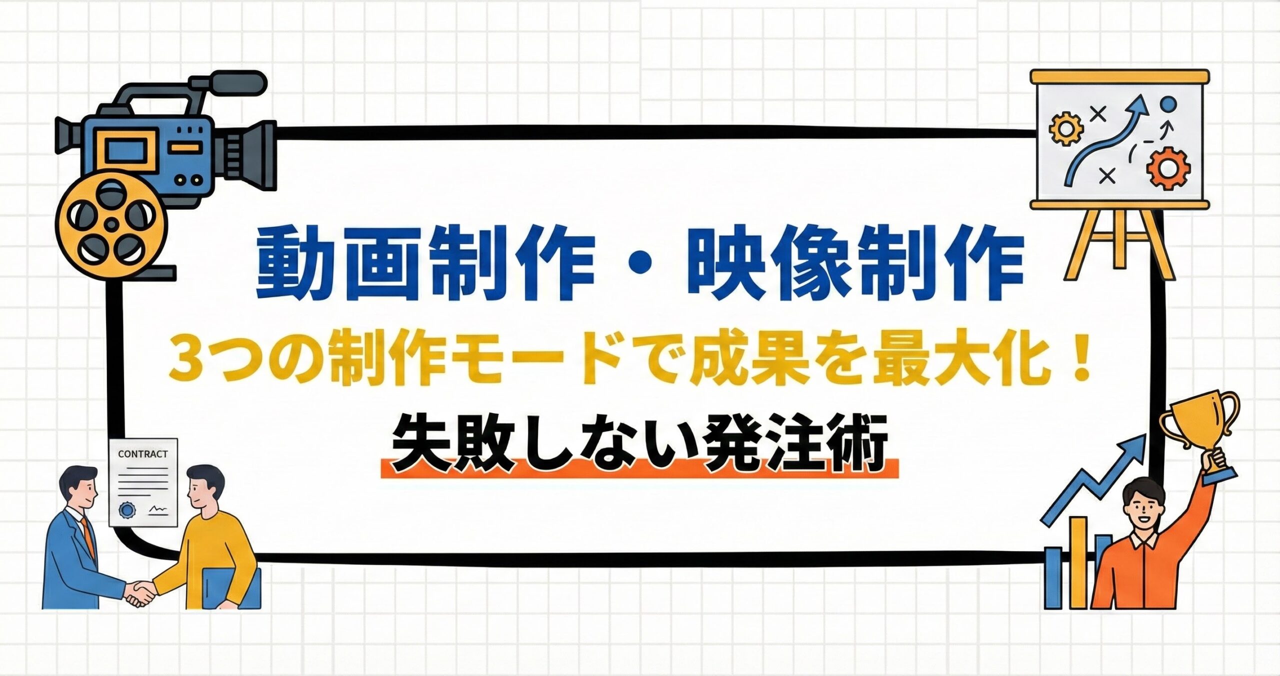 動画制作・映像制作の3つの制作モードで成果を最大化する方法を紹介するタイトル画像。