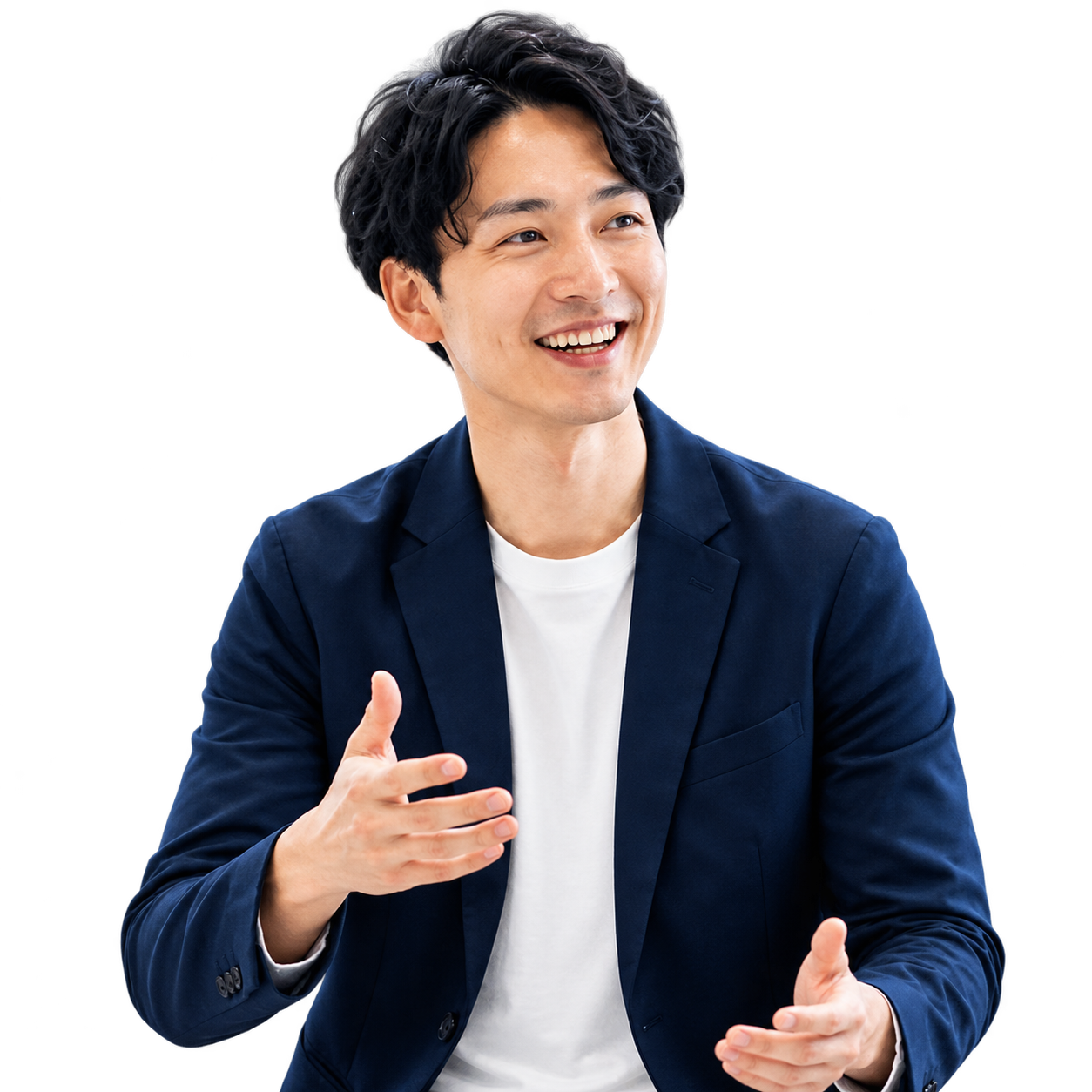 笑顔で動画制作・YouTube運用の相談に応じる男性のイメージ